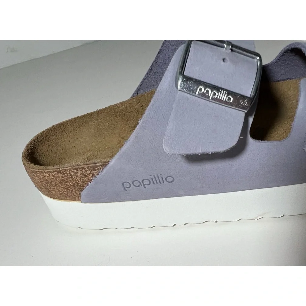 +Birkenstock Papillio Arizona Platform Nubuck Leather - Purple Fog 39
